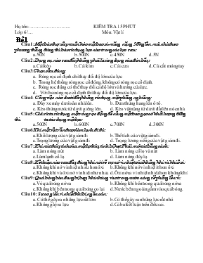 Giáo án Kiểm tra 15 phút lớp 6 môn Vật lí